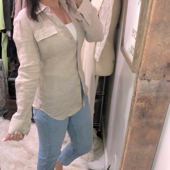 WORTH linen button down top size XP - Picture 5 of 9